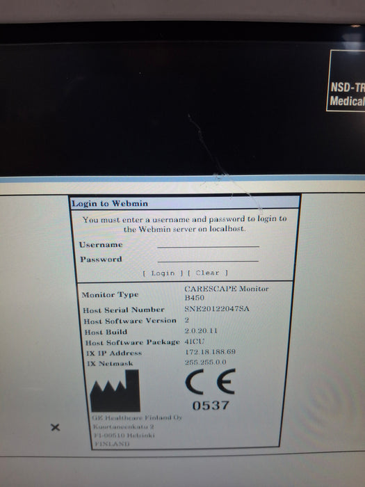 GE Healthcare Carescape B450 Critical Care Patient Monitor