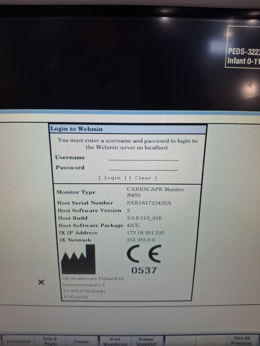 GE Healthcare Carescape B450 Critical Care Patient Monitor