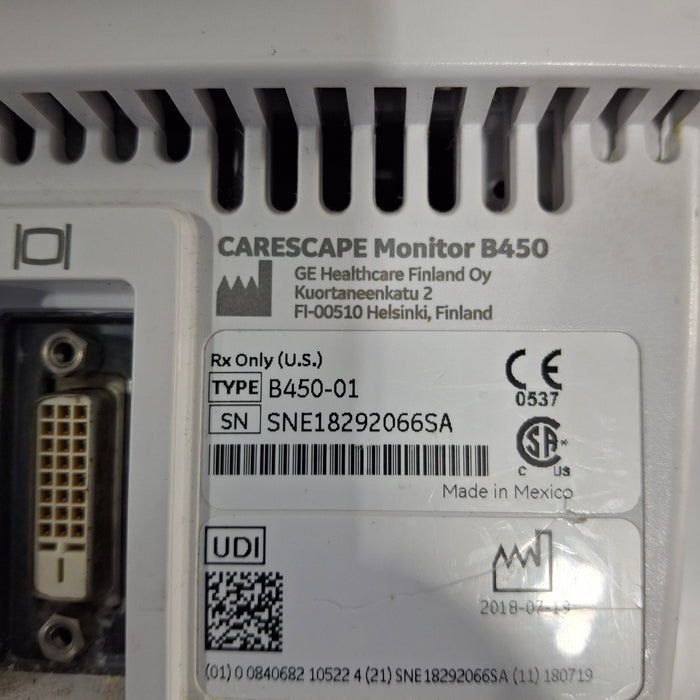 GE Healthcare Carescape B450 Emergency Care Patient Monitor