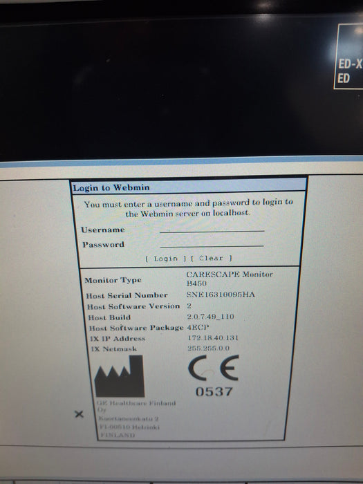 GE Healthcare Carescape B450 Emergency Care Patient Monitor