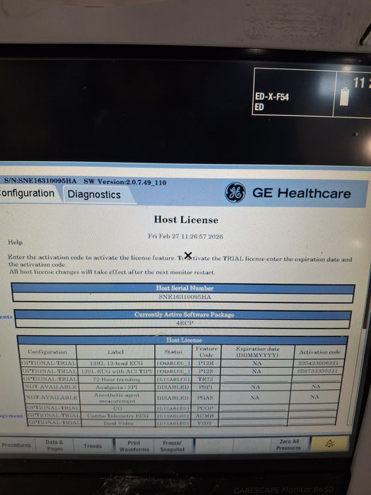 GE Healthcare Carescape B450 Emergency Care Patient Monitor