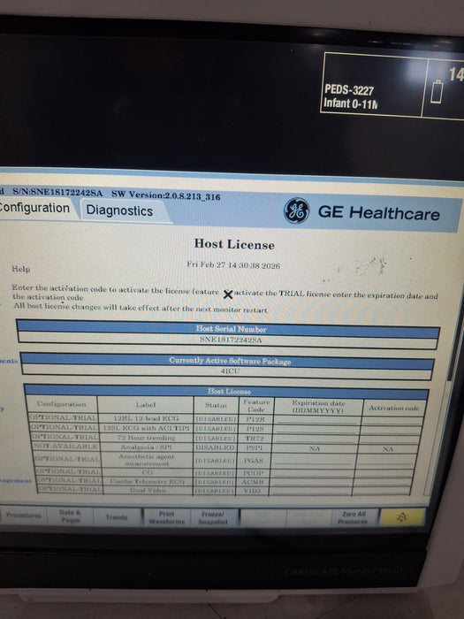 GE Healthcare Carescape B450 Critical Care Patient Monitor