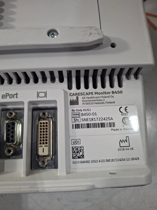 GE Healthcare Carescape B450 Critical Care Patient Monitor