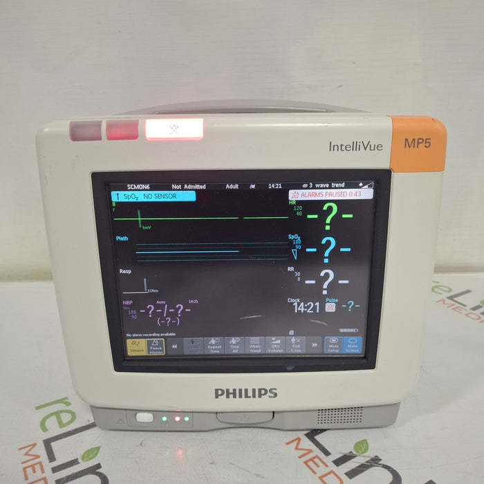 Philips Intellivue MP5 - ECG, Fast SpO2, NIBP, Press, Temp Patient Monitor