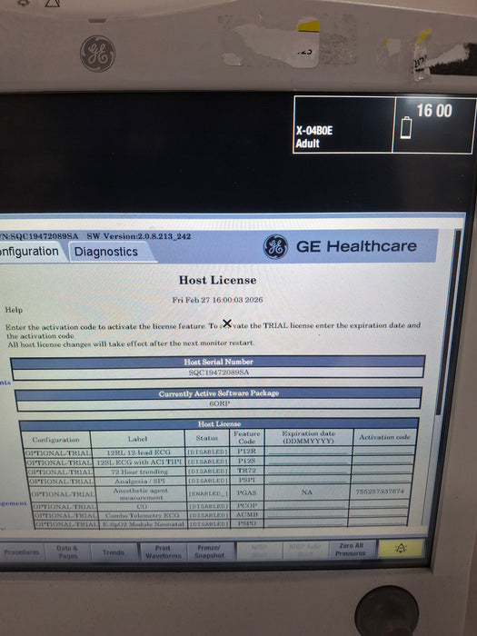 GE Healthcare Carescape B650 Anesthesia Care Patient Monitor