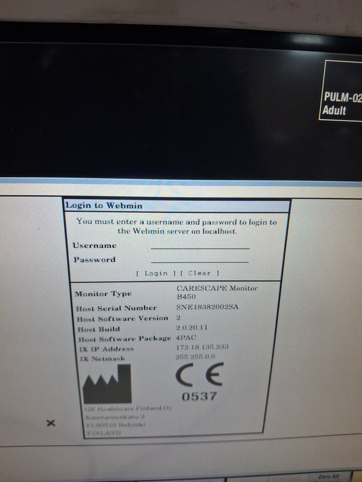 GE Healthcare Carescape B450 Post Anesthesia Care Patient Monitor