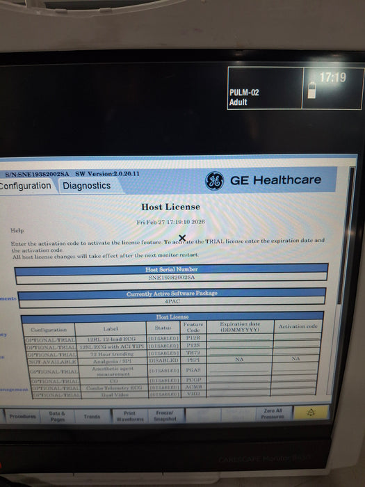 GE Healthcare Carescape B450 Post Anesthesia Care Patient Monitor
