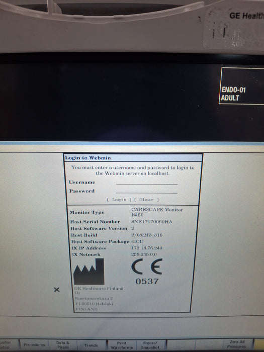 GE Healthcare Carescape B450 Critical Care Patient Monitor