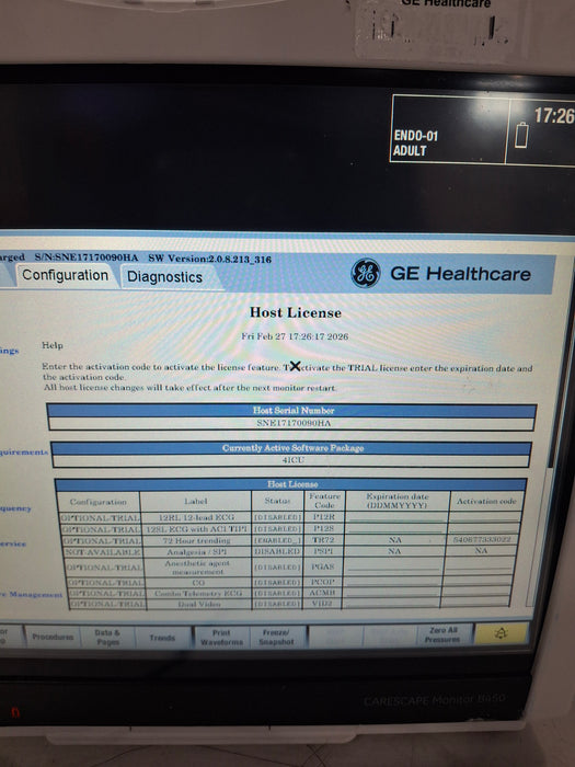 GE Healthcare Carescape B450 Critical Care Patient Monitor