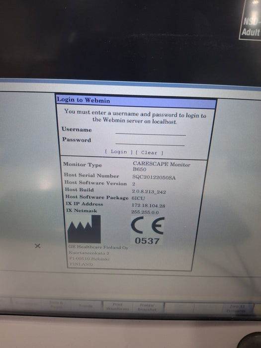 GE Healthcare Carescape B650 Critical Care Patient Monitor