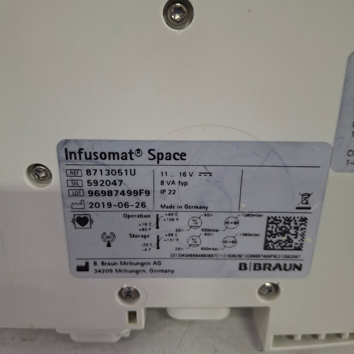B. Braun Infusomat Space w/AC Adapter Infusion Pump