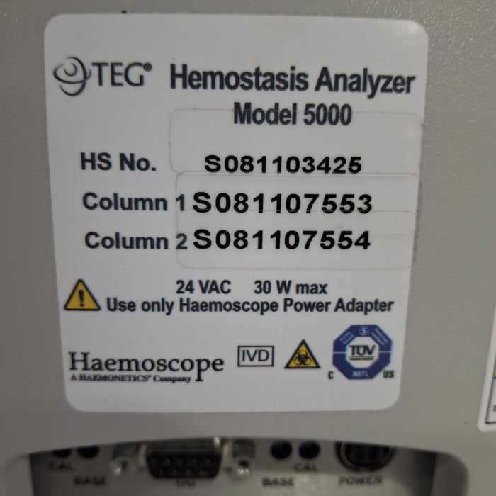 Haemonetics Haemoscope Thrombelastograph Model 5000 Hemostasis Analyzer