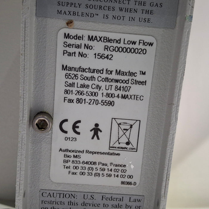 Maxtec, Inc. MAXBlend Low Flow Air/Oxygen Blender
