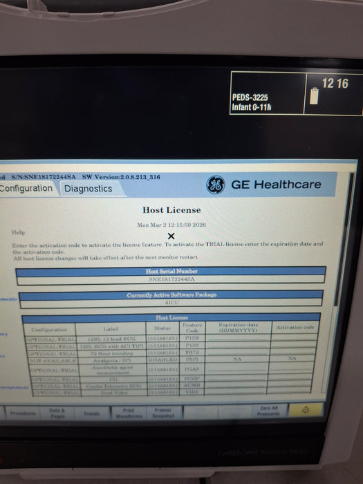GE Healthcare Carescape B450 Critical Care Patient Monitor