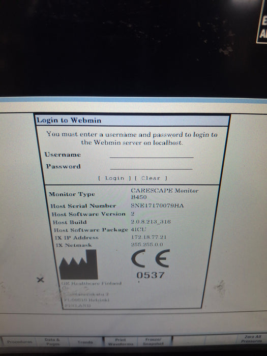 GE Healthcare Carescape B450 Critical Care Patient Monitor
