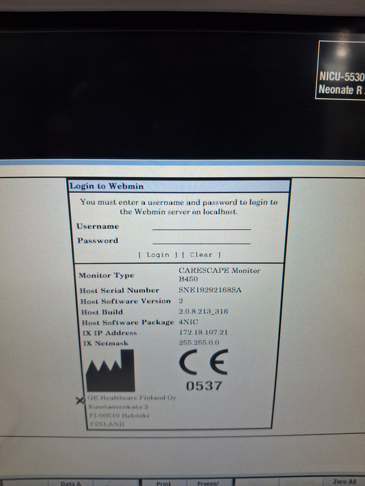 GE Healthcare Carescape B450 Neonatal Care Patient Monitor