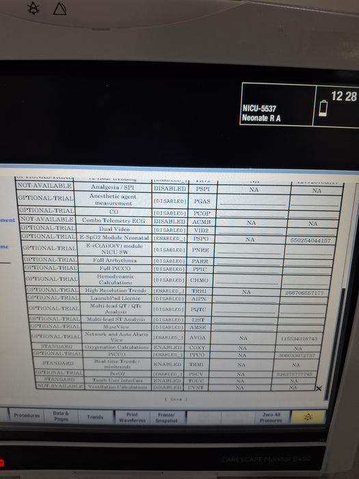 GE Healthcare Carescape B450 Neonatal Care Patient Monitor