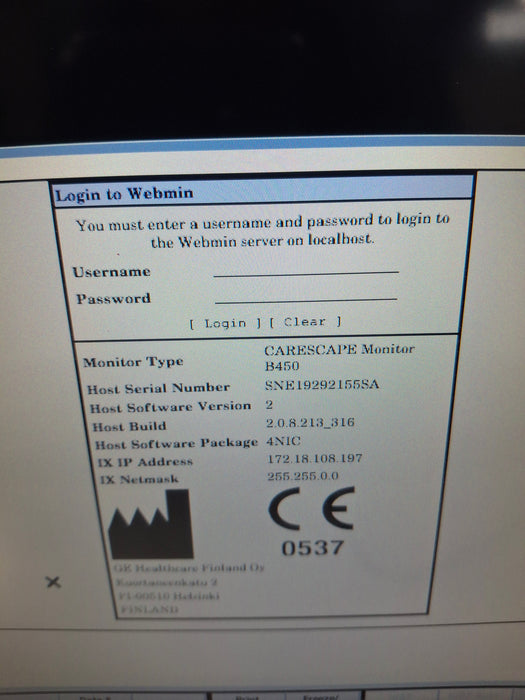 GE Healthcare Carescape B450 Neonatal Care Patient Monitor