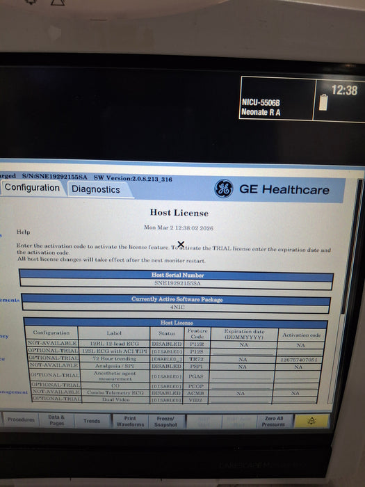GE Healthcare Carescape B450 Neonatal Care Patient Monitor