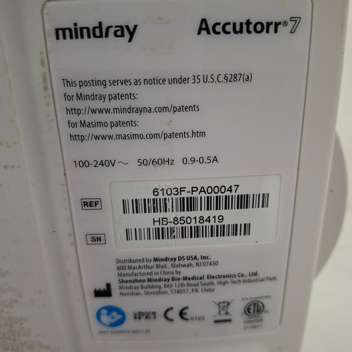 Mindray Accutorr 7 Vital Signs Monitor