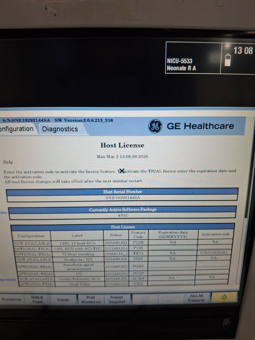 GE Healthcare Carescape B450 Neonatal Care Patient Monitor