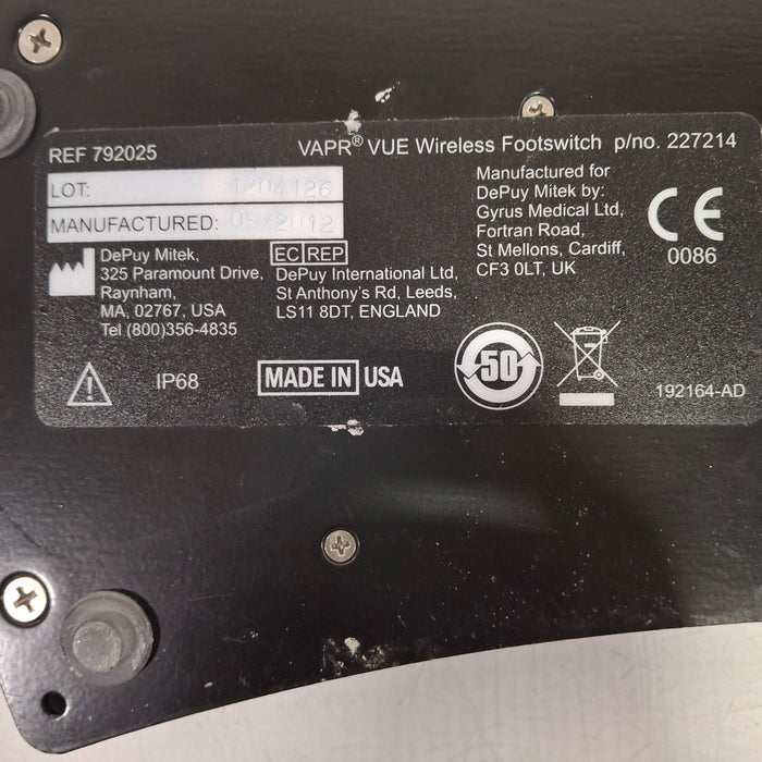 DePuy VAPR VUE 792025 Wireless Footswitch