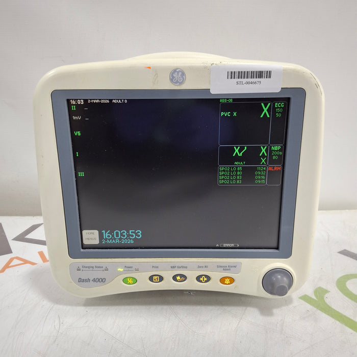 GE Healthcare Dash 4000 - GE/Nellcor SpO2 Patient Monitor