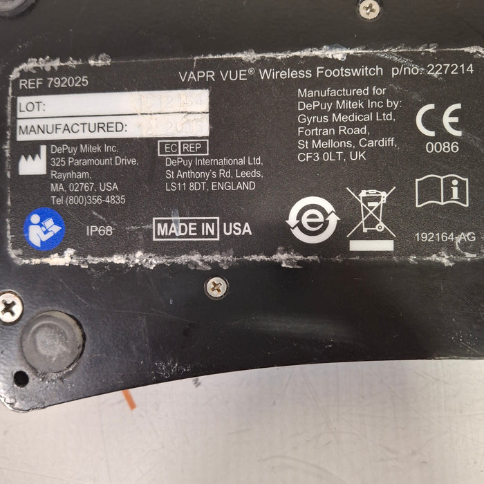 DePuy VAPR VUE 792025 Wireless Footswitch