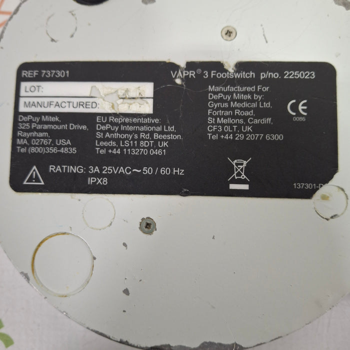 DePuy VAPR 3 225023 Foot Switch