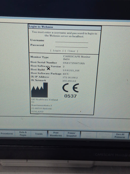 GE Healthcare Carescape B450 Critical Care Patient Monitor