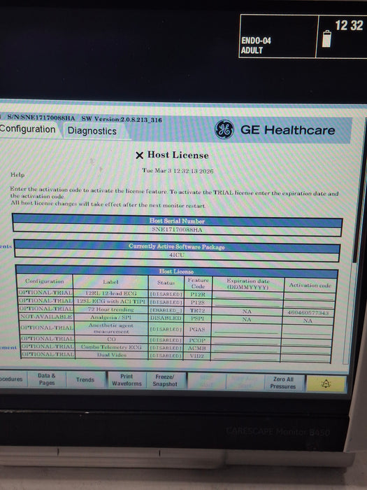 GE Healthcare Carescape B450 Critical Care Patient Monitor