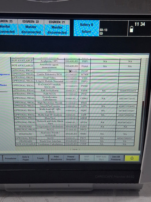GE Healthcare Carescape B450 Emergency Care Patient Monitor