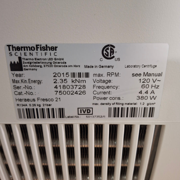 Thermo Scientific Heraeus Fresco 21 Centrifuge