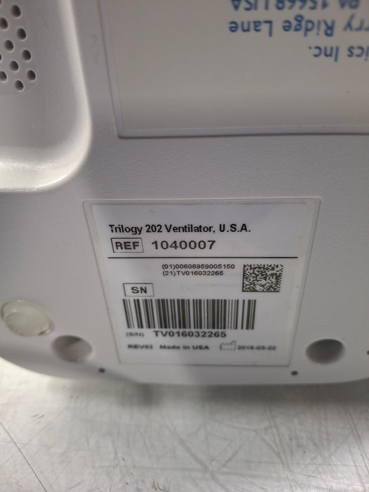 Respironics Trilogy 202 Ventilator