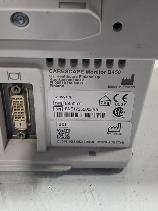 GE Healthcare Carescape B450 Critical Care Patient Monitor