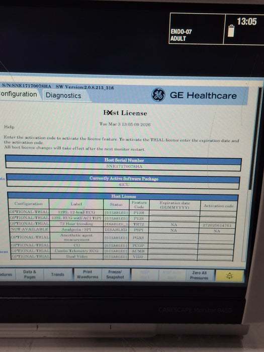GE Healthcare Carescape B450 Critical Care Patient Monitor