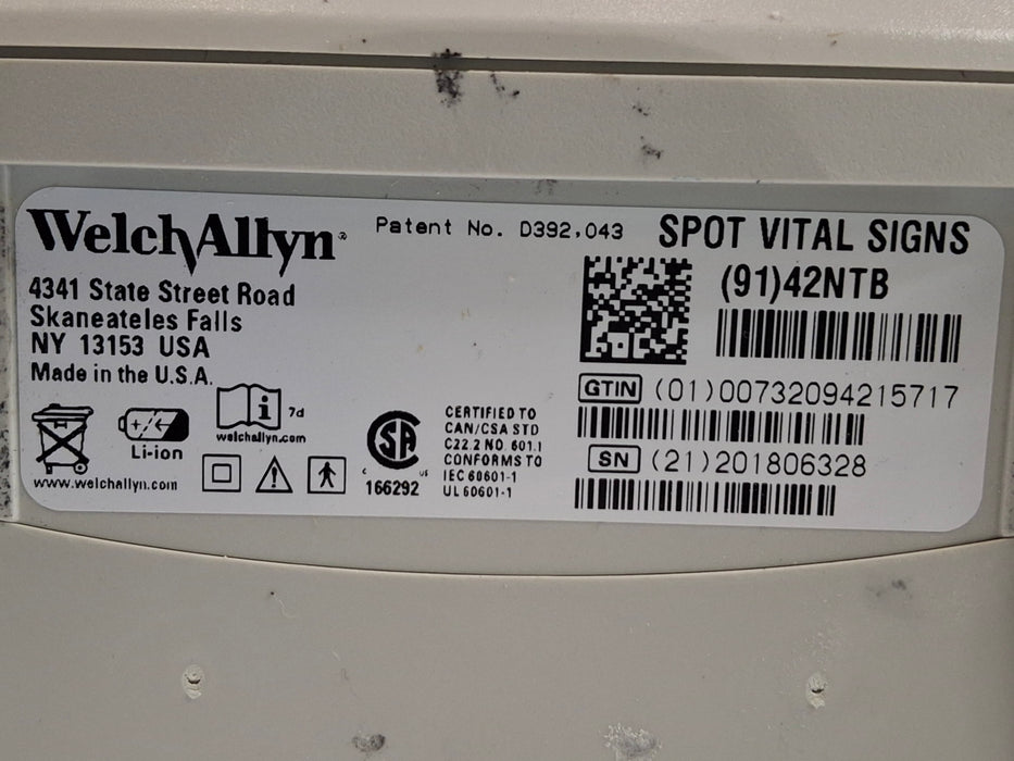 Welch Allyn Spot 420 - NIBP, Temp, Nellcor SpO2 Vital Signs Monitor
