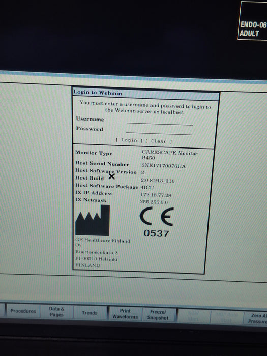 GE Healthcare Carescape B450 Critical Care Patient Monitor