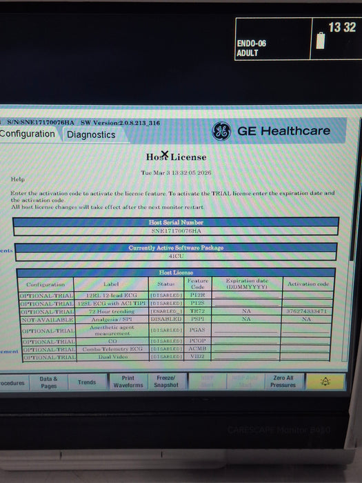 GE Healthcare Carescape B450 Critical Care Patient Monitor