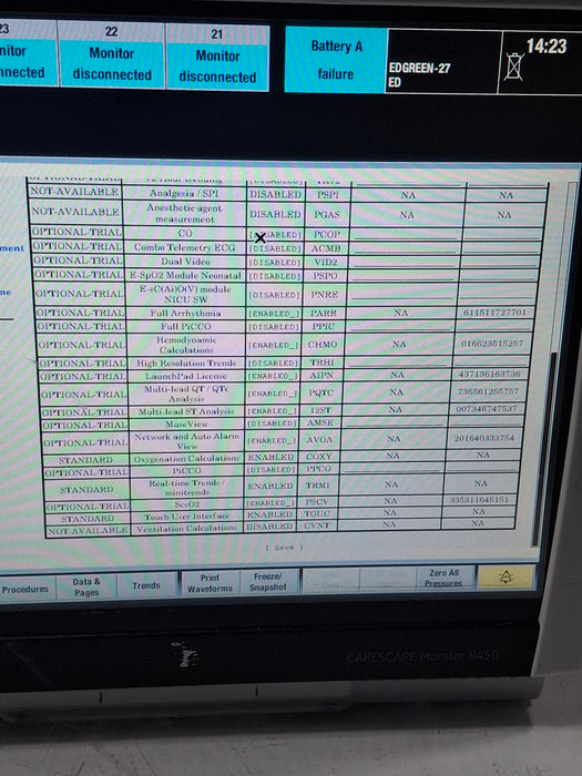 GE Healthcare Carescape B450 Emergency Care Patient Monitor