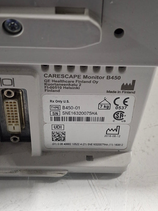 GE Healthcare Carescape B450 Emergency Care Patient Monitor