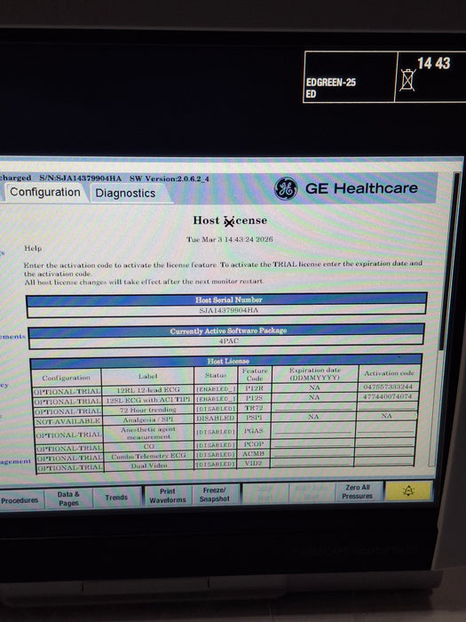 GE Healthcare Carescape B450 Post Anesthesia Care Patient Monitor