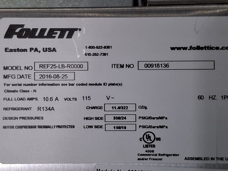 Follett Corp REF25 Upright Pharmacy Refrigerator