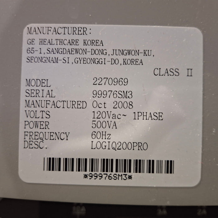 GE Healthcare Logiq 200 PRO Ultrasound