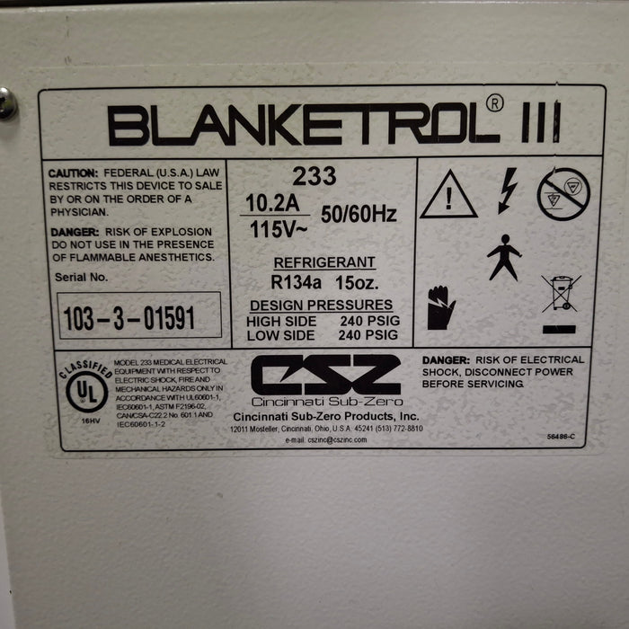 Cincinnati Sub-Zero CSZ Blanketrol III Hypothermia Unit