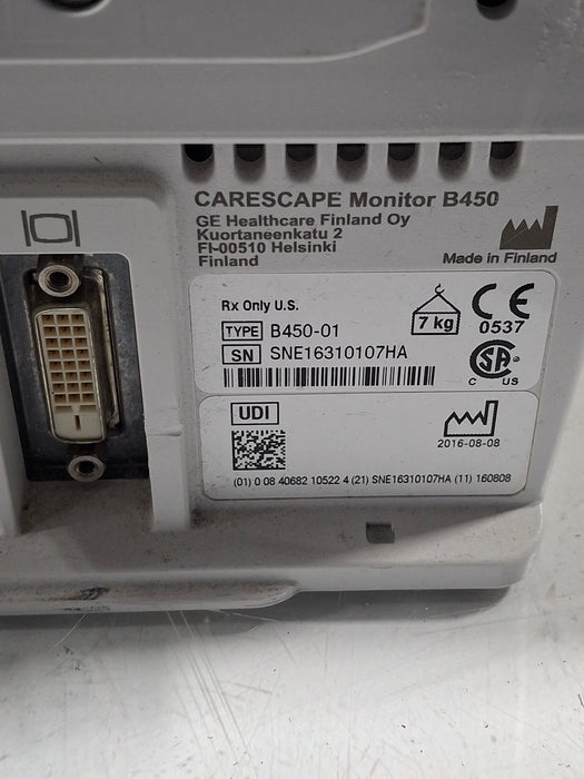 GE Healthcare Carescape B450 Emergency Care Patient Monitor