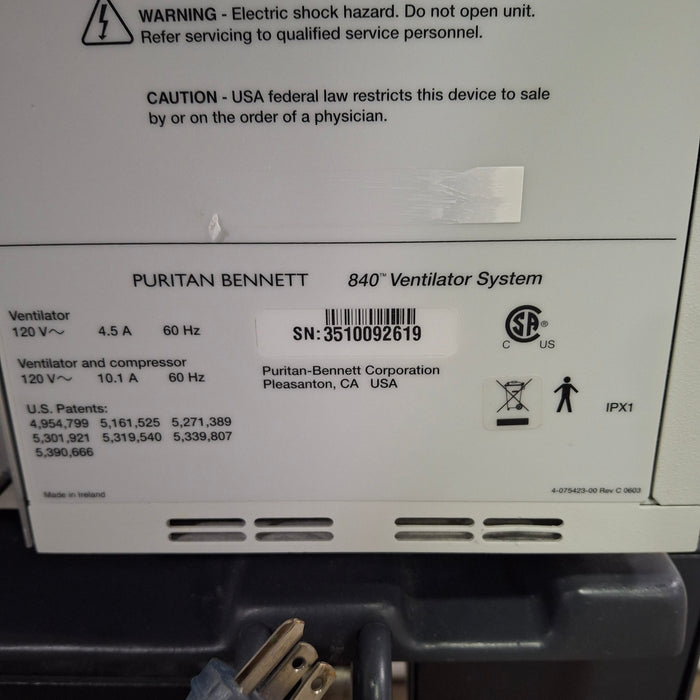Puritan Bennett 840 Ventilator without Compressor