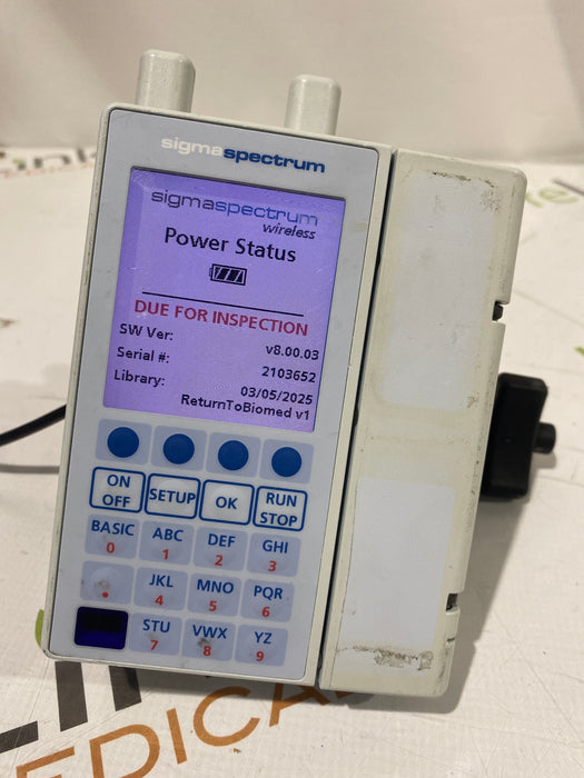 Baxter Sigma Spectrum 8.00.03 w/ A/B/G/N Battery Infusion Pump