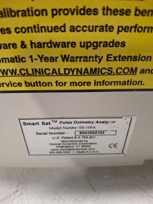 Clinical Dynamics Corp SmartSat SS-100A Pulse Oximetry Analyzer