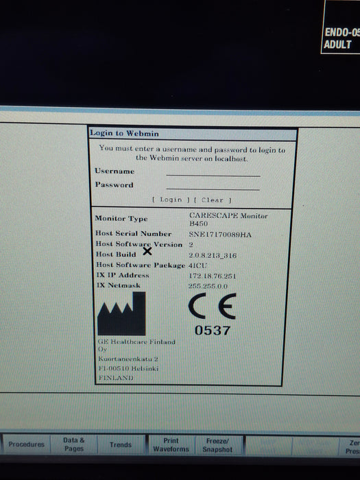 GE Healthcare Carescape B450 Critical Care Patient Monitor